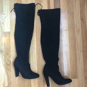 Black Faux Suede Over The Knee Boots Steve Madden